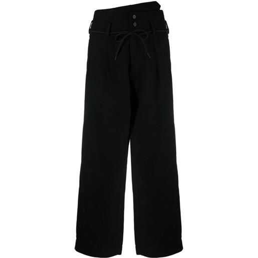 Y-3 box-pleat wide-leg trousers - nero