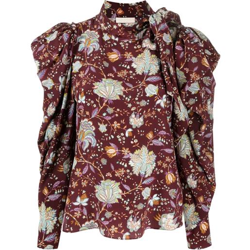 Ulla Johnson floral-pattern silk blouse - rosso