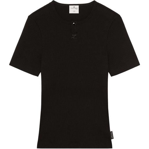Courrèges t-shirt con ricamo - nero