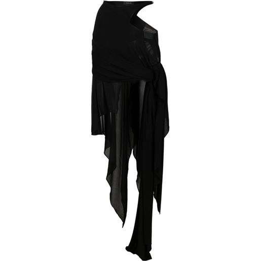 Mugler minigonna asimmetrica drappeggiata - nero