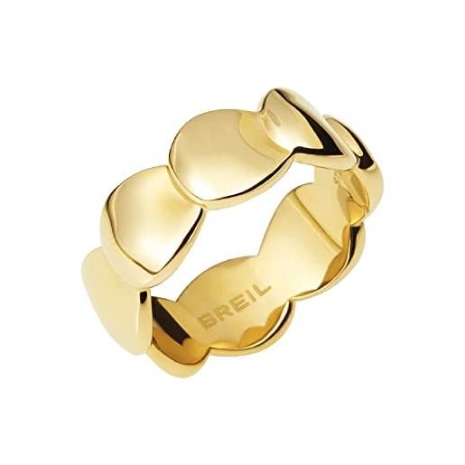 Breil, collezione b whisper, fedina in acciaio lucido, anello donna minimal e versatile, con piccoli elementi sovrapposti, colore gold, misura 16, gioielli donna e ragazza