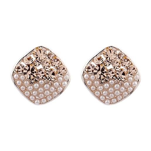 Bello London orecchini su clip - placcato oro rosa orecchino con cristalli oro e perle - emma g di Bello London