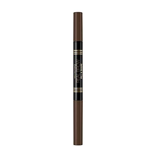Max Factor real brow fill & shape matita sopracciglia, doppio applicatore matita e ombretto, 02 soft brown