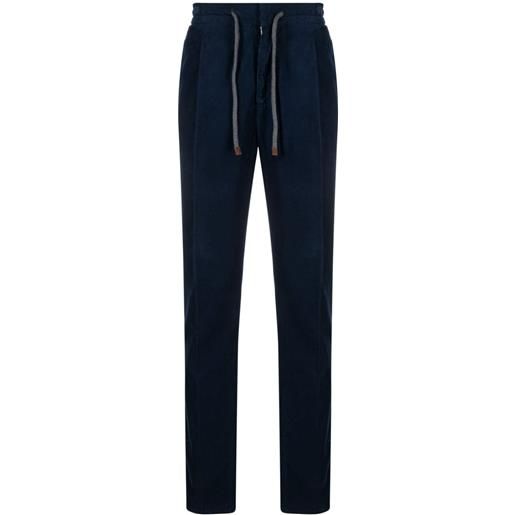 Brunello Cucinelli drawstring-waistband corduroy trousers - blu