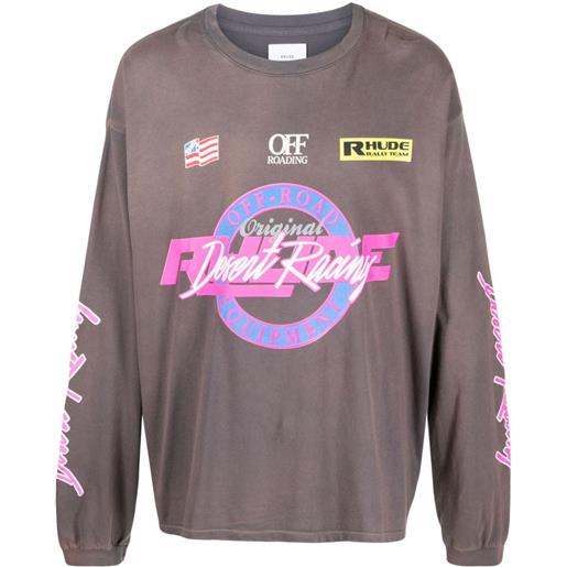 RHUDE desert racing cotton t-shirt - grigio