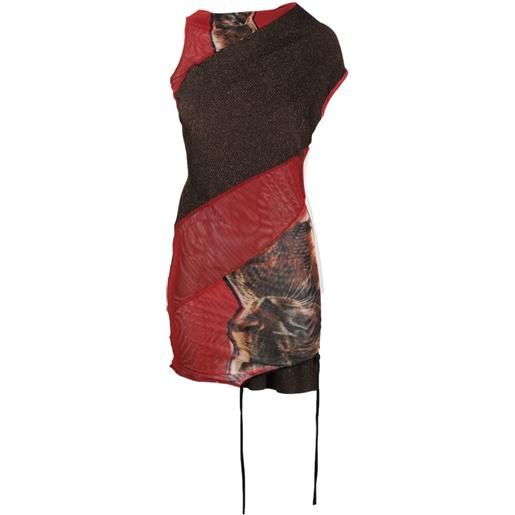 Ottolinger abito corto asimmetrico con inserti - rosso