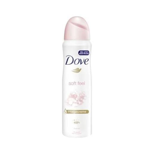 Dove - 6 deodorante spray da donna soft feel, 48 ore, 0% alcool/anti perspianti, 150 ml