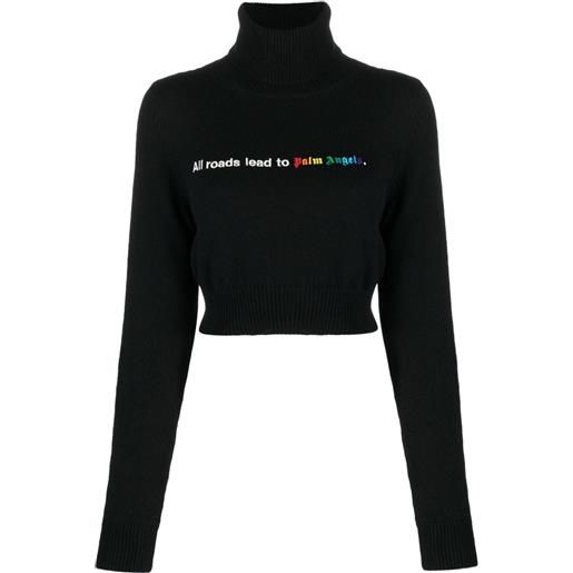 Palm Angels maglione crop all roads - nero