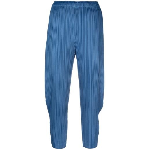 Pleats Please Issey Miyake pantaloni monthly colori january plissettati - blu
