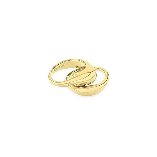 Calvin Klein anello da donna collezione elongated drops color oro giallo, 54