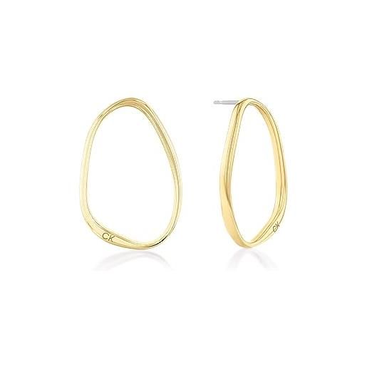 Calvin Klein orecchini a cerchio da donna collezione elongated drops oro giallo - 35000451