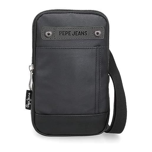 Pepe Jeans hatfield borsa da corriere nero 10,5x18x2 cms poliestere, nero, talla única, borsa a tracolla, nero, taglia unica, tracolla