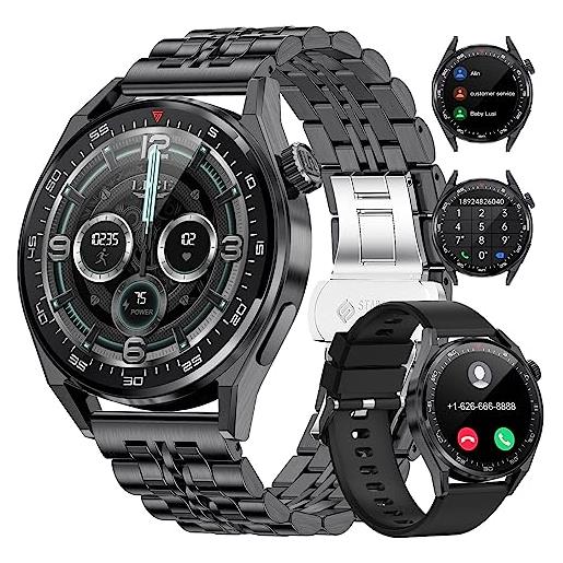LIGE smartwatch uomo, 1.39 orologio smartwatch chiamate e assistente vocale, notifiche messaggi, smart watch con 2 cinturini, 100+ modalità sportive ip67 fitness tracker per android ios. 