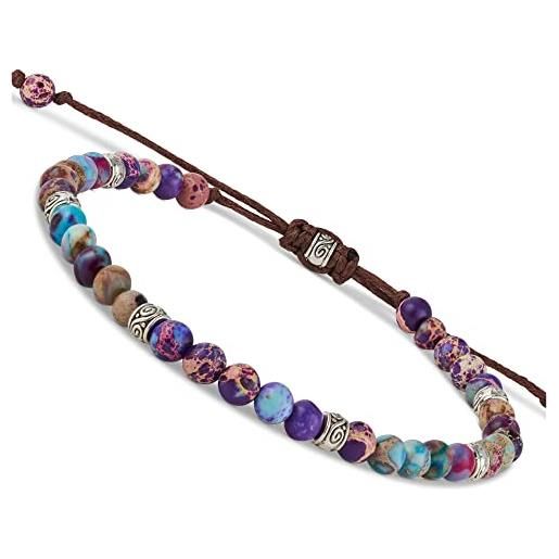 BENAVA bracciale yoga da donna perline di diaspro con perline infinity colorato | bracciale di pietre dure per la meditazione | 16-24 cm