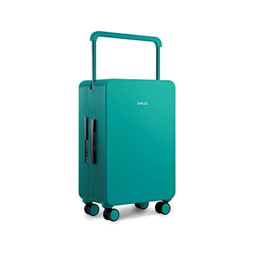 TUPLUS valigia bagaglio a guscio rigido in abs con 4 ruote girevoli custodia da viaggio per il check-in con lucchetto tsa, serie balance(verde, 55.5×36.6×21cm，33l)