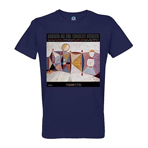 French Unicorn t-shirt uomo girocollo cotone bio charles mingus album cover ah um jazz artista jazzmen, blu, l