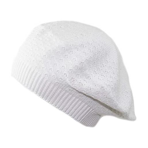 Piccarda basco in 100% cotone donna, berretto per primavera estate, berretto in maglia leggera, confezione regalo (avio)