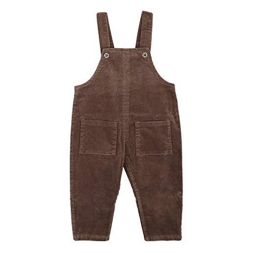 CAMILIFE bebé bambini unisex salopette in velluto a coste pantaloni con bretelle per 1-4 anni vintage retro per primavera autunno - cachi taglia 110