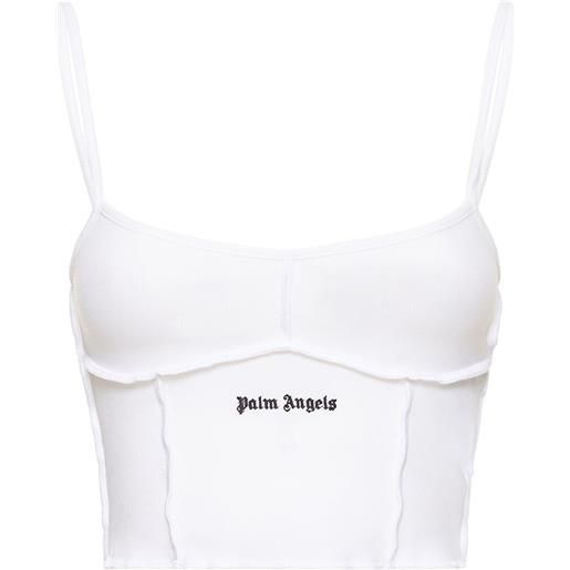 PALM ANGELS tank top cropped in cotone
