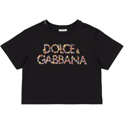 DOLCE & GABBANA t-shirt cropped in jersey di cotone con logo
