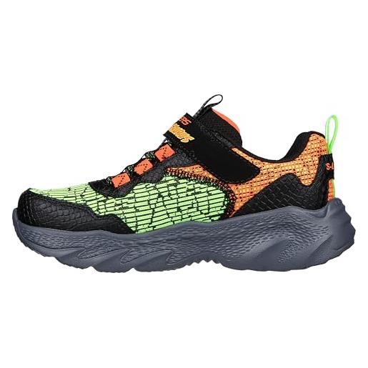 Skechers 400615l bkor, scarpe da ginnastica bambini e ragazzi, nero sintetico arancione verde tessile tr, 37 eu