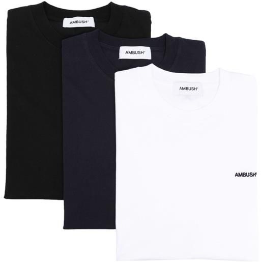 AMBUSH set di 3 t-shirt con ricamo - nero