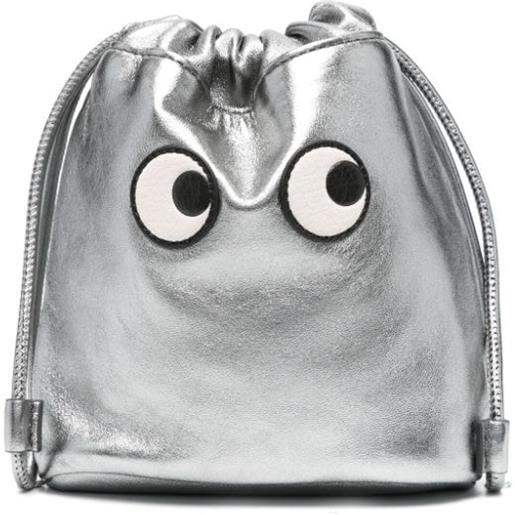 Anya Hindmarch clutch eyes con coulisse - argento