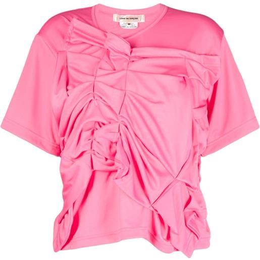 Comme Des Garçons asymmetric gathered-detailing t-shirt - rosa
