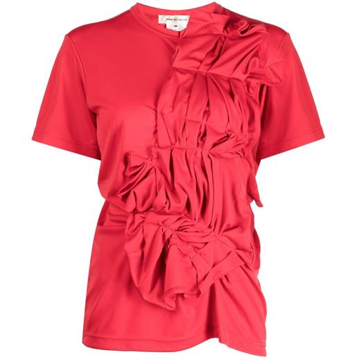 Comme Des Garçons asymmetric gathered-detailing t-shirt - rosso