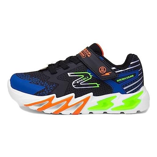 Skechers flex-glow bolt, scarpe sportive bambini e ragazzi, black synthetic textile blue lime ora, 36 eu