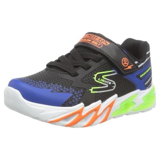Skechers flex-glow bolt, scarpe sportive bambini e ragazzi, black synthetic textile blue lime ora, 28.5 eu