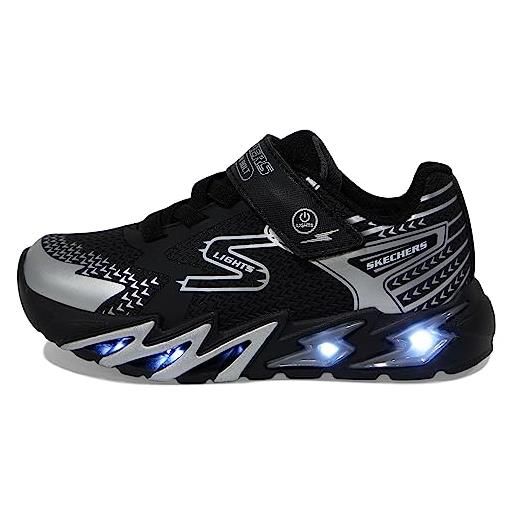 Skechers flex-glow bolt, scarpe sportive bambini e ragazzi, black synthetic textile red orange ye, 33 eu