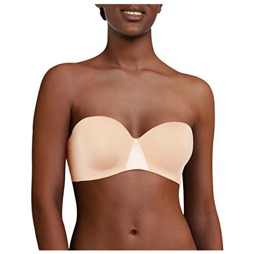 Chantelle essentiall, reggiseno bandeau spalline amovibili, intimo invisibile donna, beige dore light, 2c