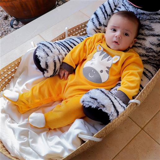 Fs - Baby tutina neonato nascita ciniglia bimbo zebra