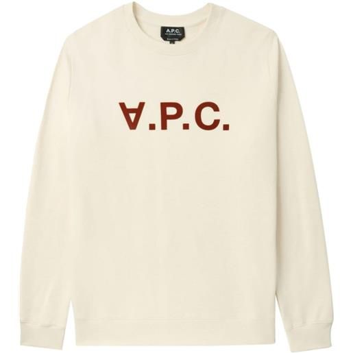 A.P.C. v. P. C. Logo-print cotton sweatshirt - bianco