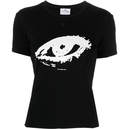 Courrèges t-shirt con stampa grafica - nero