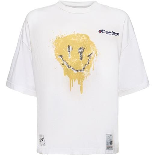 MIHARA YASUHIRO t-shirt smiley face in cotone con stampa