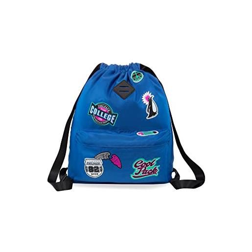 Coolpack urban collection drawstring bag backpack with badges for school college university gym denim (badges)
