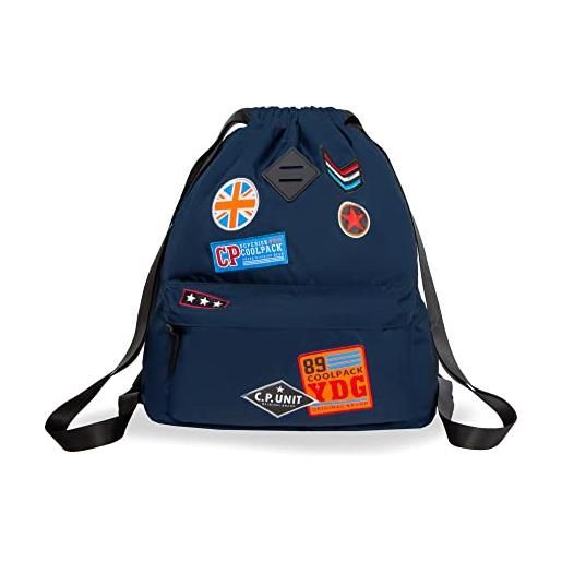Coolpack urban collection drawstring bag backpack with badges for school college university gym blue (badges)