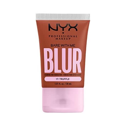 Nyx professional makeup fondotinta effetto blur, con coprenza media, finish matte, con niacinamide, matcha e glicerina, fino a 12 ore d'idratazione, bare with me blur, tonalità: truffle, 30 ml