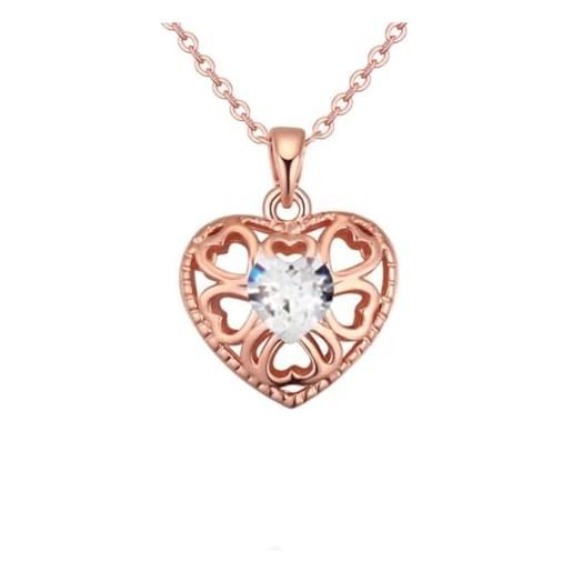 Quadiva collana 'cuore', decorata con un cristallo scintillante di swarovski®, colore: 18 k oro rosa placcato, cristallo a cuore bianco