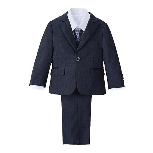 Lito Angels smoking blu completo elegante per bambino, set 5 pezzi (giacca, gilet, camicia, cravatta e pantaloni) taglia 4-5 anni (etichetta in tessuto 05)