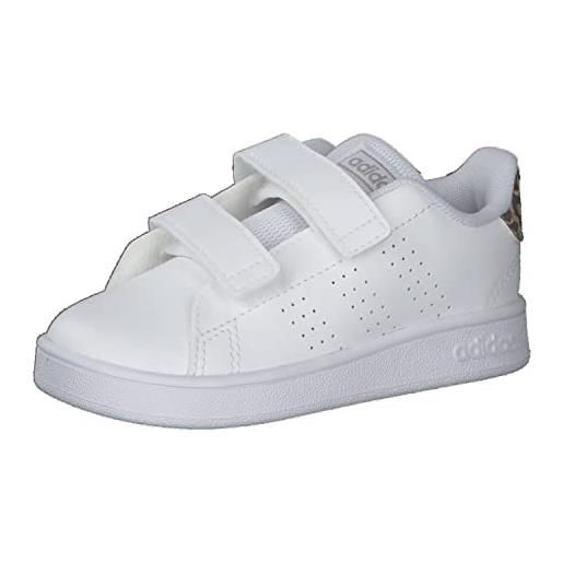 Adidas advantage i, scarpe da ginnastica unisex-bambini, ftwr white/ftwr white/chalk purple, 19 eu