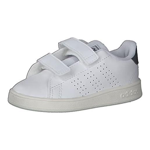 Adidas advantage i, scarpe da ginnastica unisex-bambini, ftwr white/green/grey two f17, 22 eu
