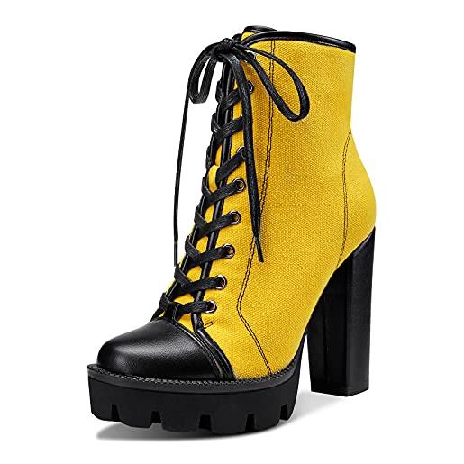 Castamere scarpe col tacco plateau donna moda stivali tacco a blocco 12cm high heels giallo scarpe eu 38