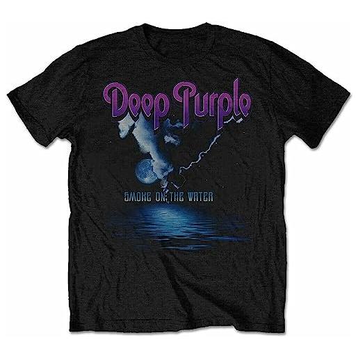 edit deep purple smoke on the water mens black t shirt deep purple tee black camicie e t-shirt(x-large)