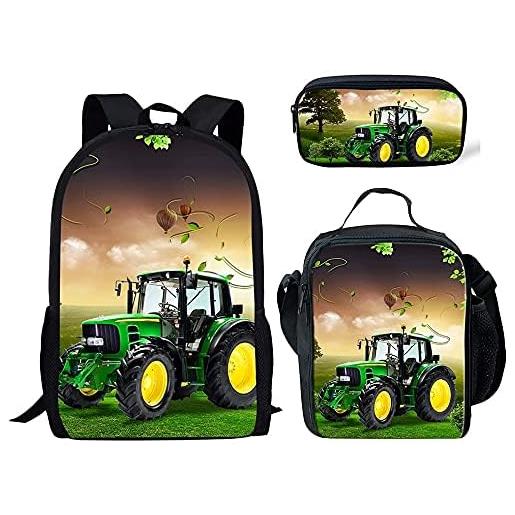 ZKDT proxiceen traktor - set di 3 zaini, grande capacità, per bambini e bambine, regalo per la scuola, trattore, 17zoll(28 x 13x 44cm), 
