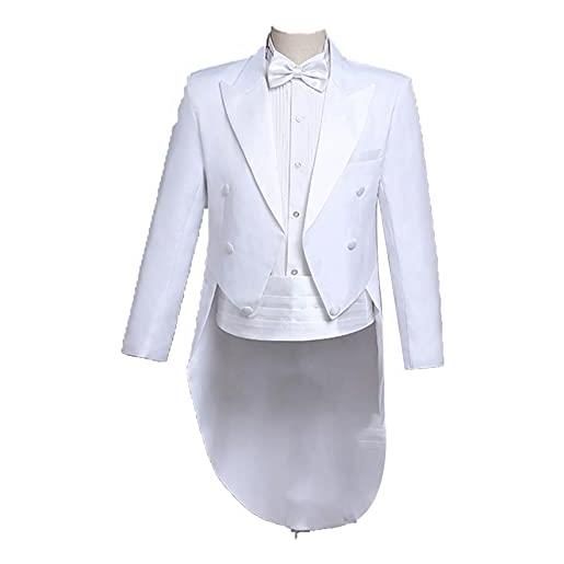 Alvivi abito doppiopetto collo colletto da cerimonia nuziale smoking giacca da uomo cappotti steampunk tailcoat lunga costume uniforme outwear cosplay bianco xl