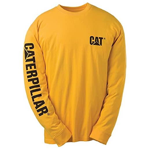 Caterpillar trademark banner maglietta a maniche lunghe t-shirt, grigio mélange, l uomo