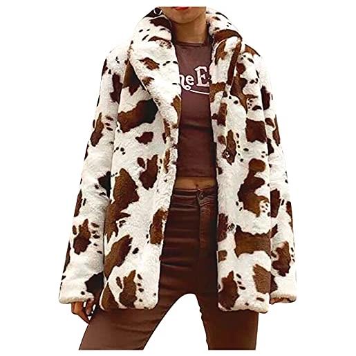 Komiseup cappotto invernale da donna in pelliccia leopardata, cappotto di pelliccia, giacca invernale calda, giacca invernale da donna, in finta pelliccia, alla moda, invernale, caldo, outwear, 